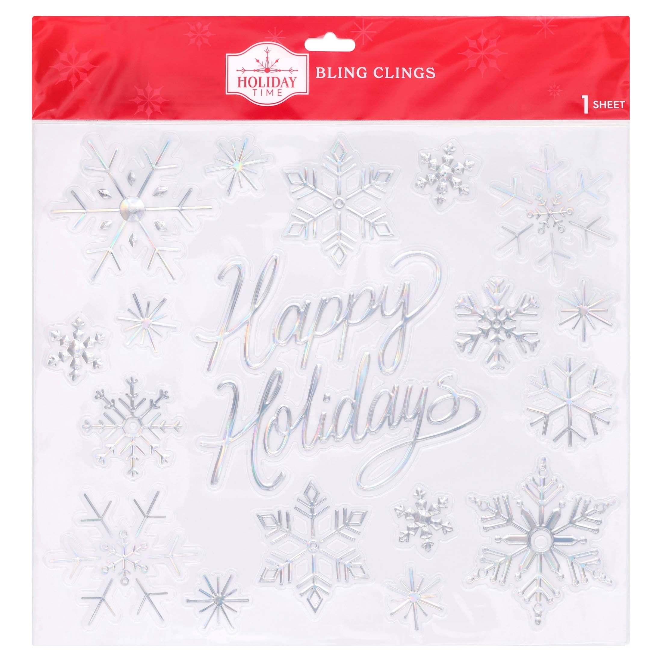 Snowflake Window Bling Clings, Silver, 12" x 12", by Holiday Time