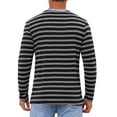 thumbnail image 3 of Men's Casual Long Sleeve Contrasting Colors Striped Henley T-Shirts M Black, 3 of 6