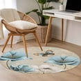 thumbnail image 4 of Round Rug 4Ft Washable Non-Slip, Spring Flowers Circle Area Rugs for Living Room Bedroom, Vintage Rustic Tulips Floral Butterfly Khaki Indoor Floor Mats Carpet Runner for Home Decor Aesthetic, 4 of 8