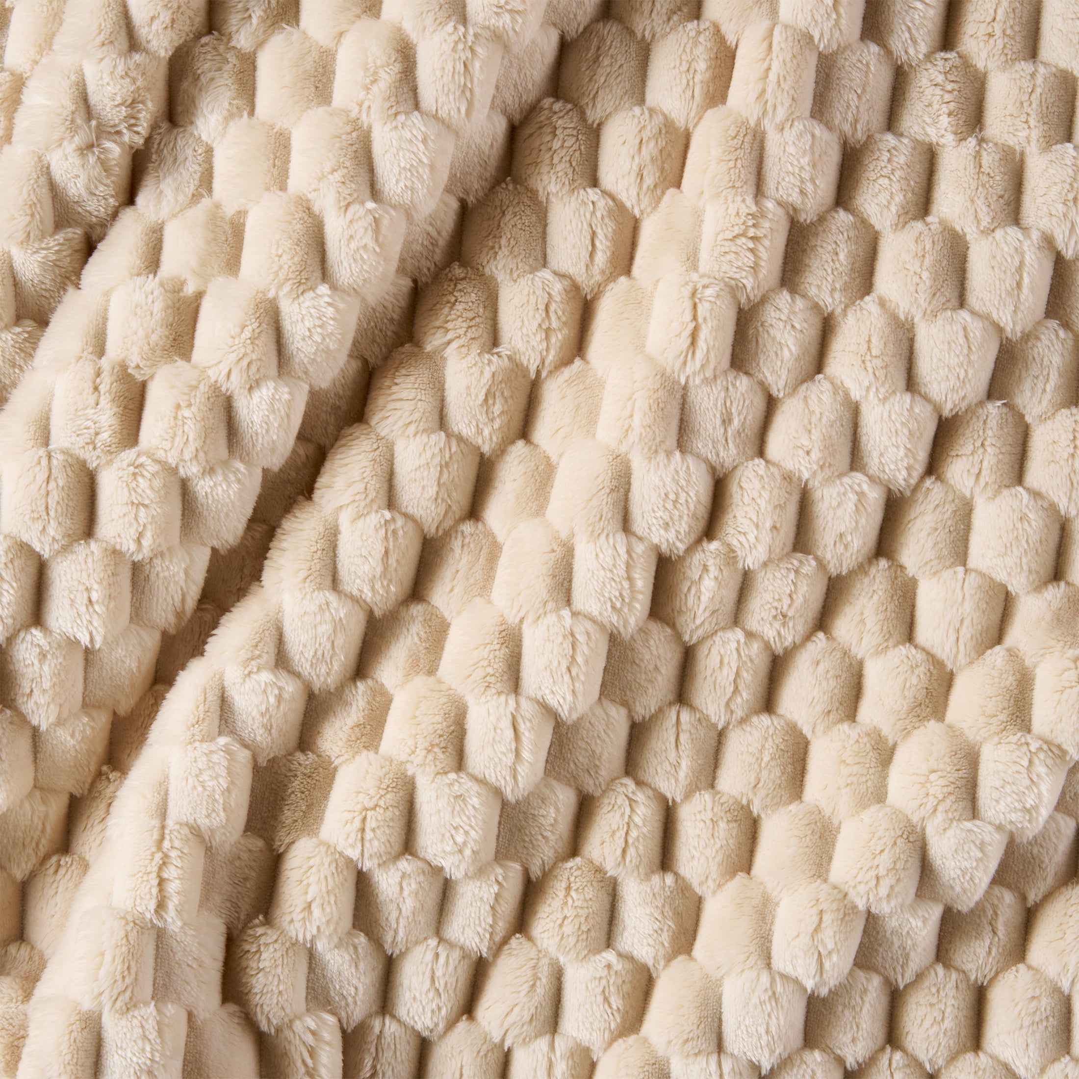 Better Homes & Gardens Textured Velvet Plush Oversized Couch Throw Blanket, Papyrus Beige