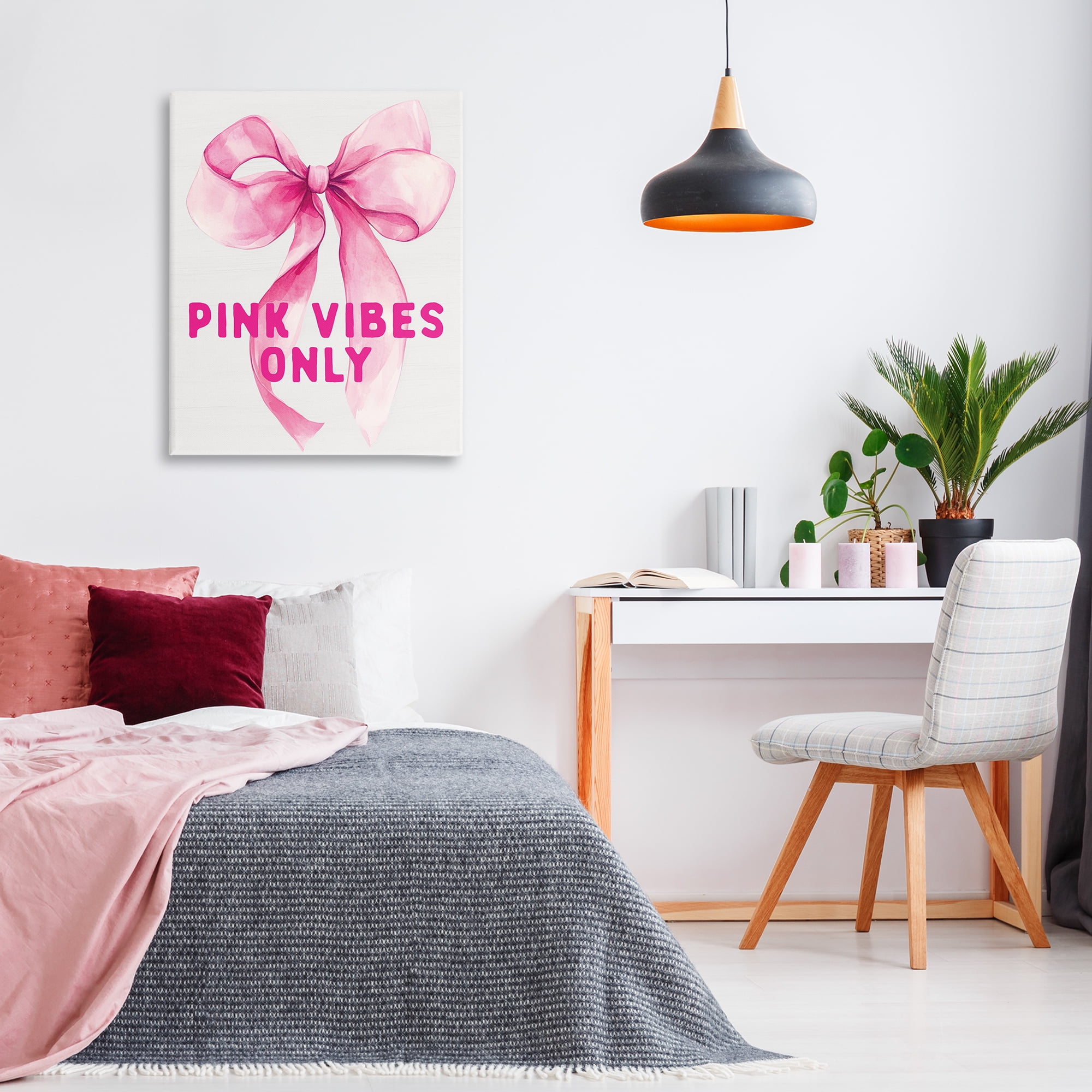 Girly Pink Vibes Only Canvas Wall Art, design by Lettered and Lined