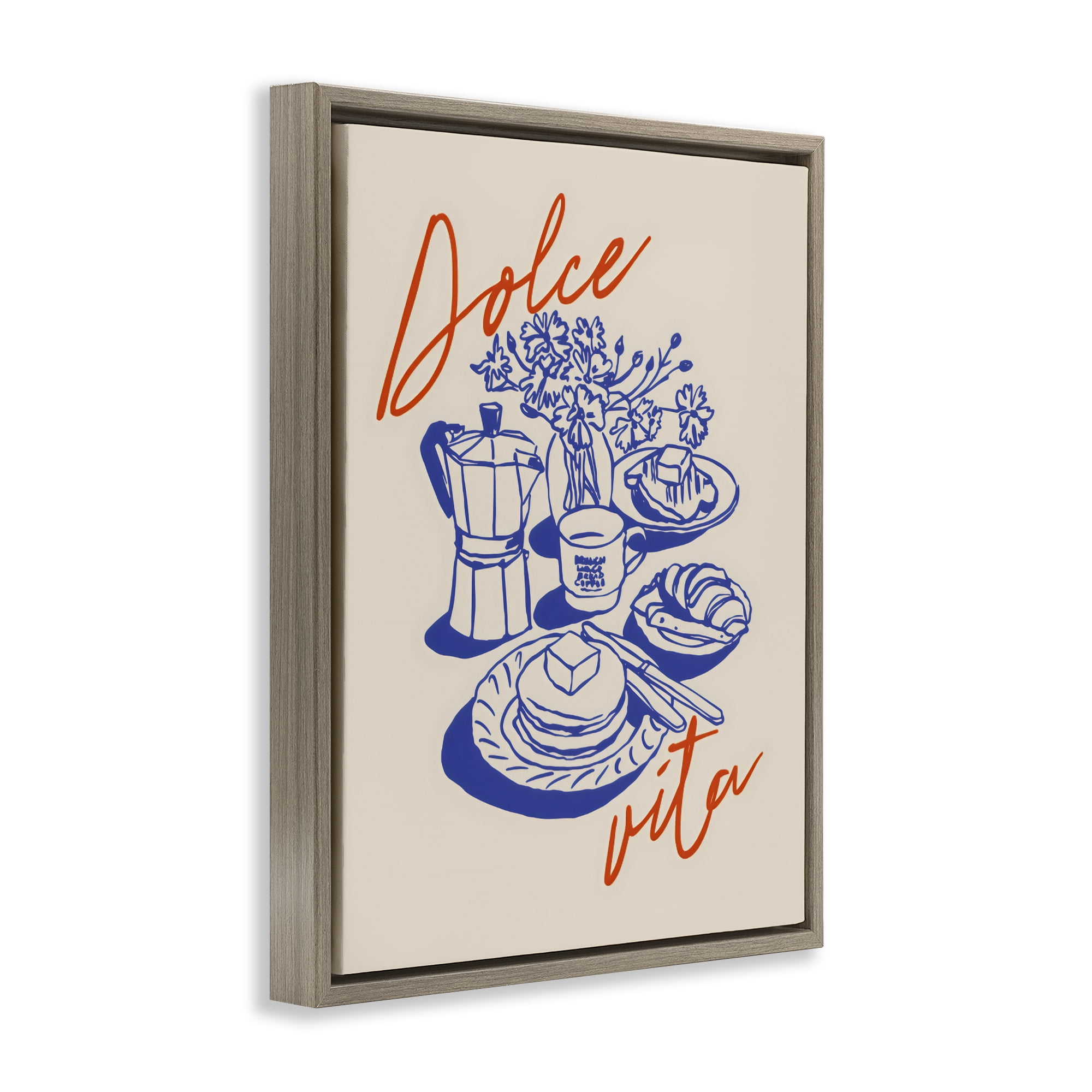 Stupell Industries Retro Breakfast Morning Spread Brown Framed Floater Canvas Wall Art, design by The Prints Vibe