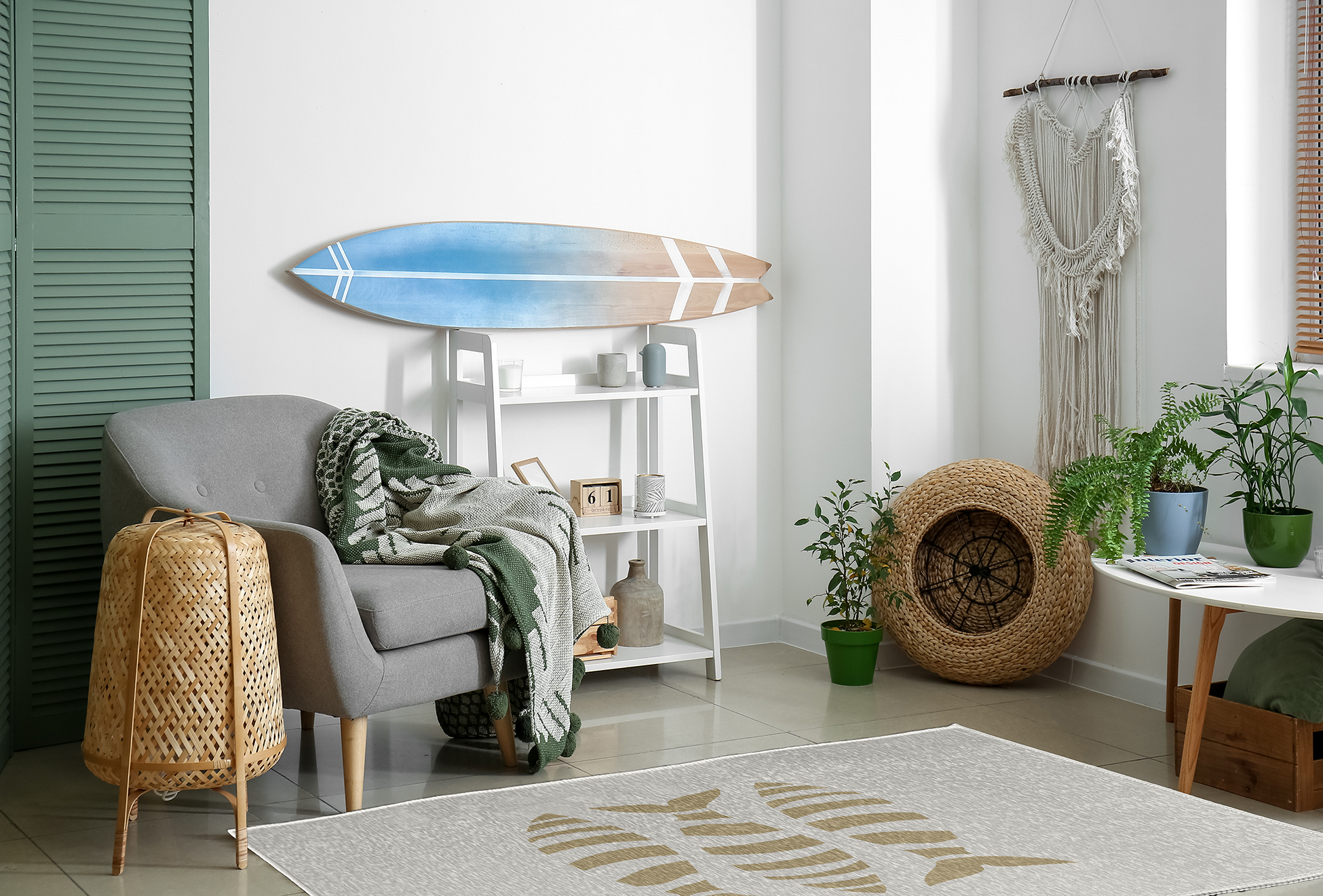 Simply Daisy 4' x 6' Puzzle Fish Nautical Chenille Rug, Taupe