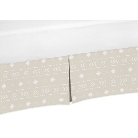 Taupe White Boho Llama Geometric Dust Ruffle Crib Skirt by Sweet Jojo Designs