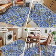 thumbnail image 5 of 3'x5' Rug for Living Room Bedroom, Vintage Boho Washable Area Rugs Non-Slip Carpet Mats, Middle Century Bohemia Style Patchwork Blue Indoor Low Pile Area Rug Runner for Kitchen, Mudroom, 5 of 8