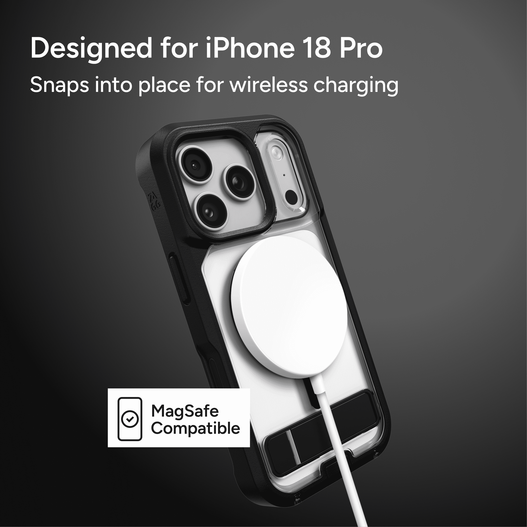 ZAGG Rugged Case - Apple iPhone 18 Pro & 17 Pro Case with MagSafe and Built-In Kickstand – Clear/Black