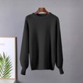 thumbnail image 2 of Busydd Women's Sweaters Fashion Solid Color Long Sleeve Crewneck Sweater Women Knit Ribbed Pullover Sweaters for Women Free Size, 2 of 6