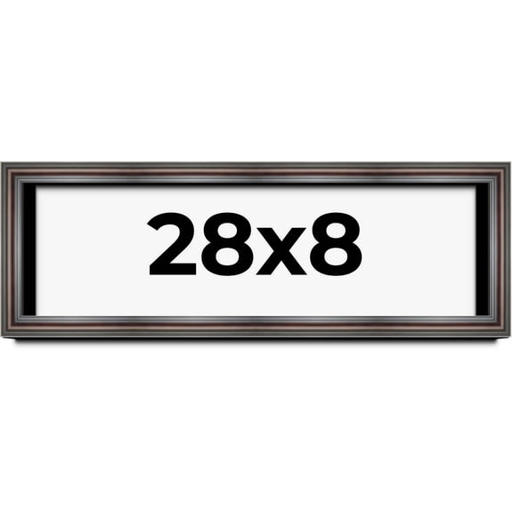 28x8 Shadow Box Frame Brown Cherry | 2.625 Inches Deep Pine Wood Traditional Shadowbox Display