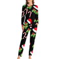 thumbnail image 1 of Pijamas navideños para mujer, ropa de dormir con estampado de notas musicales doradas, elegante, holgada, de gran tamaño, regalo de cumpleaños, 2 piezas, 1 of 4