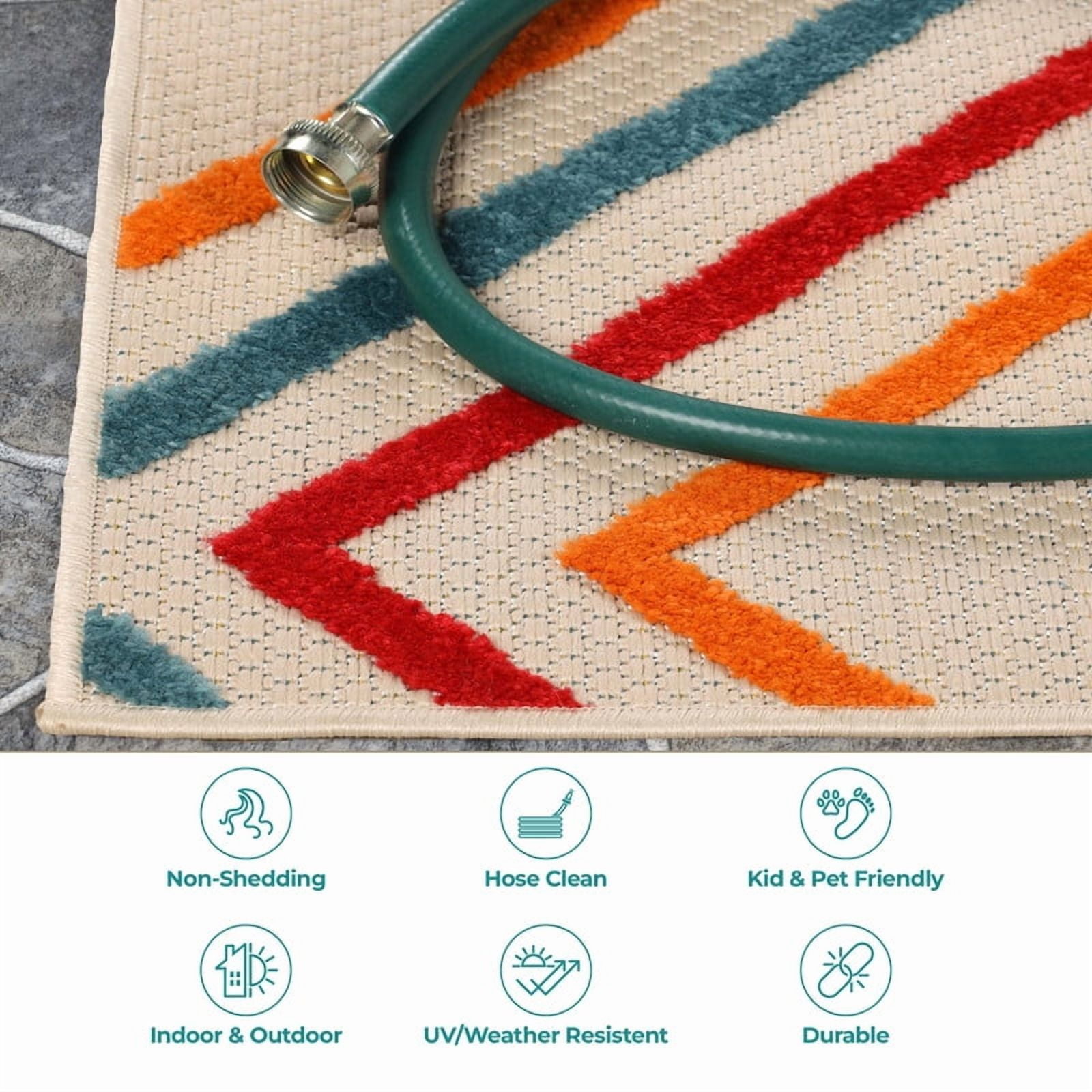 Superior Ares Modern Indoor/Outdoor Runner Rug, 2' 3" x 12', Cream