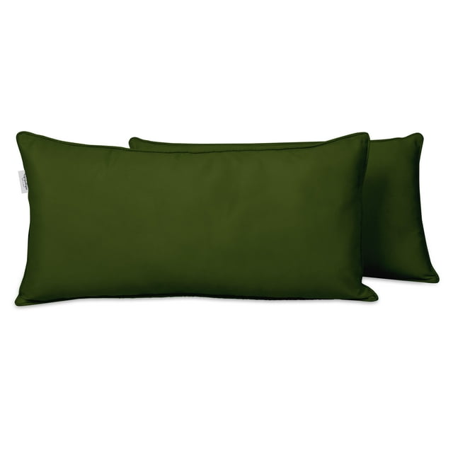 VargottamIndoor/OutdoorPolyester FabricLumbarPillowCover,All-Weather Waterproof Rectangular Cushion Case for Patio Furniture,16" x 24"Set of 2-Dark Green