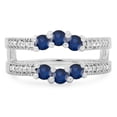 thumbnail image 2 of Dazzlingrock Collection 14K Blue Sapphire & White Diamond Wedding Band 3 Stone Enhancer Guard Double Ring, White Gold, Size 7, 2 of 4