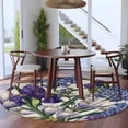 thumbnail image 3 of Spring Flowers Round Area Rug 5Ft Washable Circle Rugs for Living Room Bedroom, Purple Hydrangea Orchid Floral Country Beige Non-Slip Carpet Floor Mats Indoor Outdoor Carpet Runner Home Decor, 3 of 8
