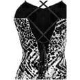 thumbnail image 3 of Angel-fashions Women's Spaghetti Strap Leopard Evening Dress Vintage Sequin Sleeveless V Neck Open Back Lace Up Bodycon Cocktail Evening Party Prom Gown Mermaid Maxi Long Cami Dresses Large Silver, 3 of 7