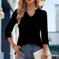 thumbnail image 3 of Diufon Womens 3/4 Sleeve Tops Business Casual Blouses V Neck Pleated Shirts Solid Color Dressy Tunic Tops, 3 of 6
