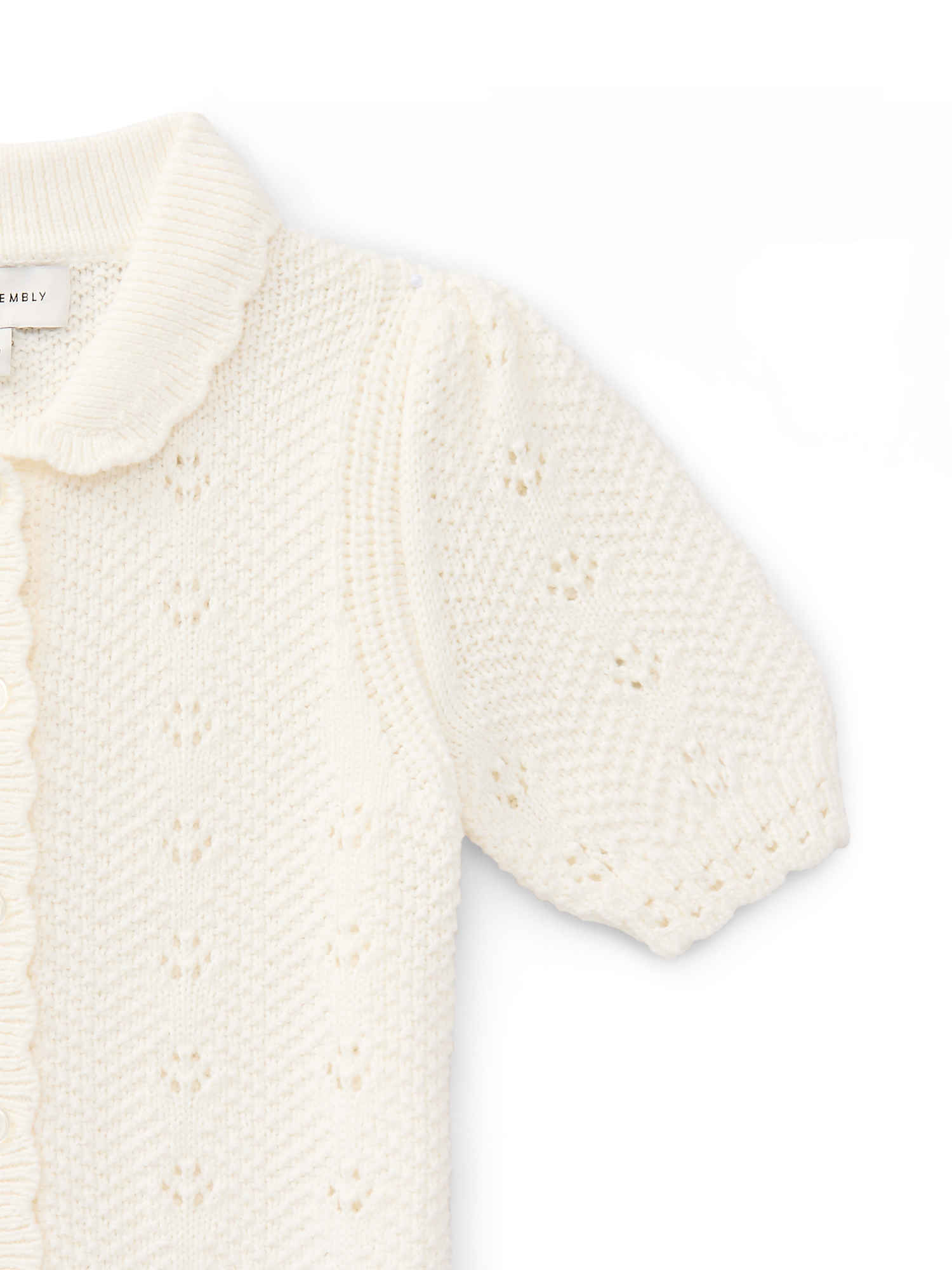 Free Assembly Kids and Toddler Cotton Pointelle Cardigan Sweater with Short Sleeves, Sizes 12M-3T and XS-XL