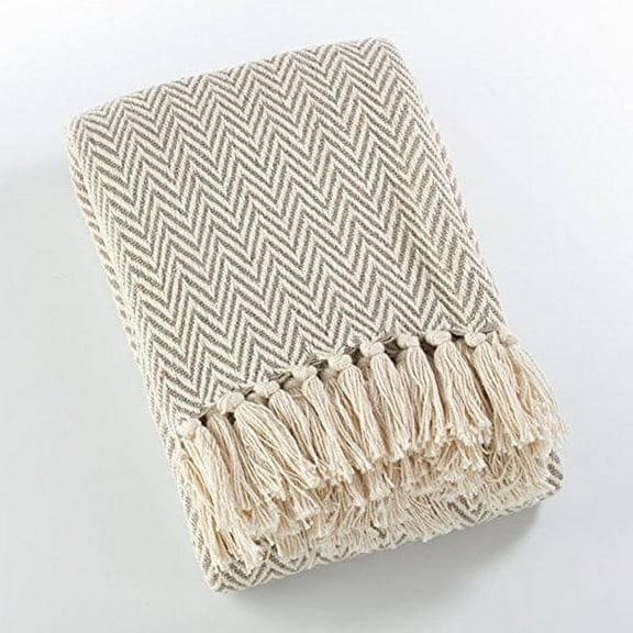 Fennco Styles Sevan Collection Soft Cotton Chevron Throw Blanket