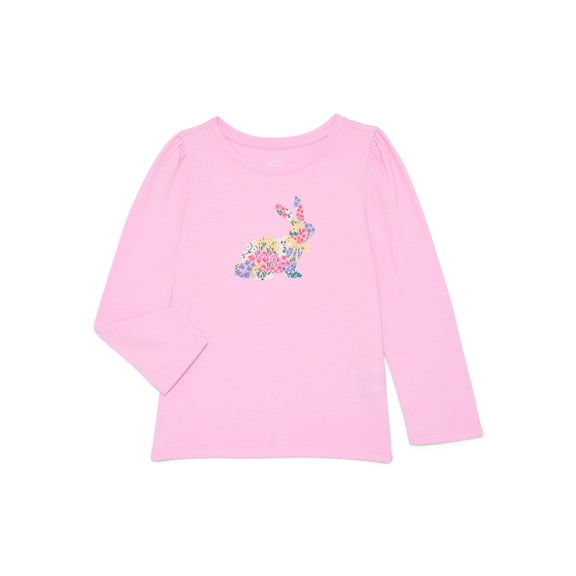 Wonder Nation Toddler Girls Crewneck Tee with Long Sleeves, Sizes 18M-5T