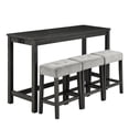 thumbnail image 6 of Bellemave Bar Table Set with Power Outlet, 4-Piece Kitchen Dining Table with 3 Upholstered Stools, 3-Person Counter Height Rectangle Dining Furniture Set (Black), 6 of 9