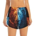 thumbnail image 2 of Balery Red And Blue Fire Lion Pantalones cortos deportivos para mujer con forro y dos bolsillos, elásticos, para entrenamiento, gimnasio, yoga-Small, 2 of 7