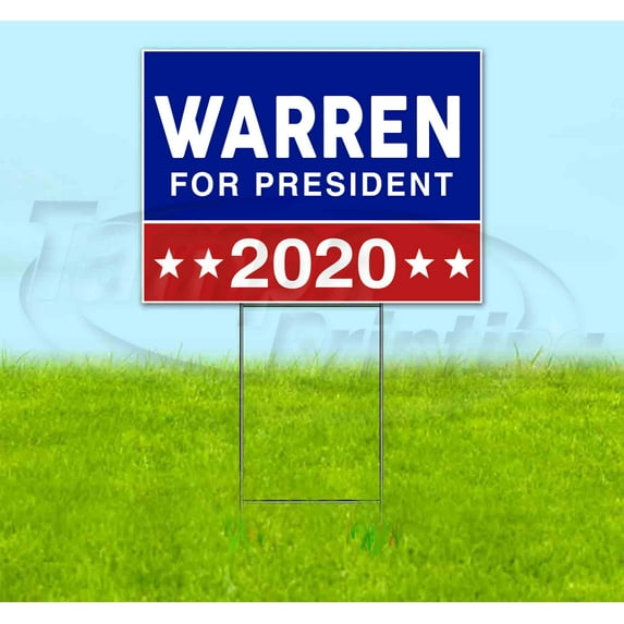 Warren For President 2020 (18" x 24") Yard Sign, Includes Metal Step Stake