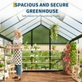 thumbnail image 6 of Senfot 6 x 10ft Walk-in Greenhouse Heavy-Duty Aluminum Frame Polycarbonate Panels Easy Assembly Roof Vent Ground Anchors Sliding Lockable Door for Backyard Black, 6 of 8