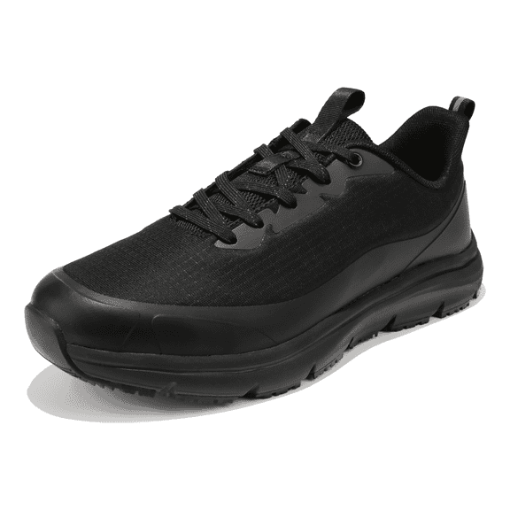 Men's Slip Resistant Work Shoes, Waterpfoof Oil Resistant Wide Casual Sneakers, Easy Clean Shoes for Food Service|Nurse|Chef, Black, 10.5US