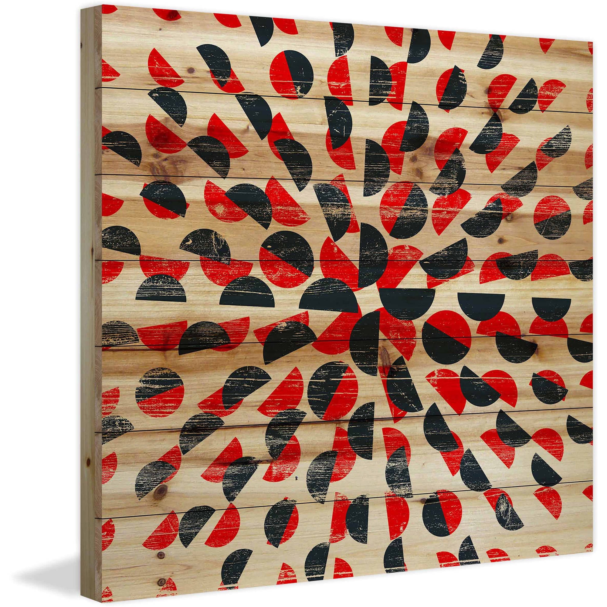 Marmont Hill - "Combining Moons" Painting Art Print On Natural Pine Wood, 24.0" x 1.5"