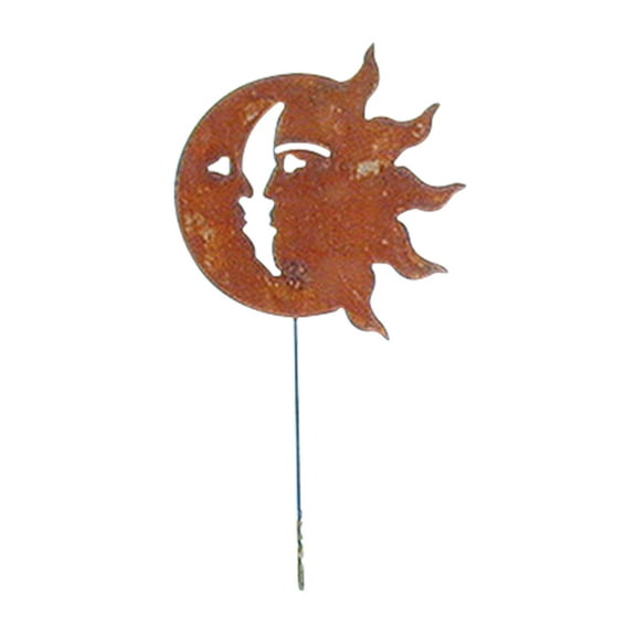 Sun/Moon Rusted Garden Stake