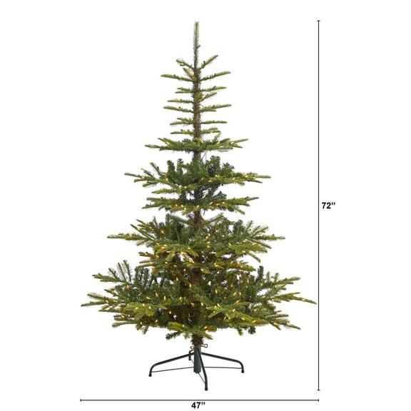 Nearly Natural 6ft. Layered Washington Spruce Artificial Christmas Tree with 350 Clear LED Lights and 705 Bendable Branches