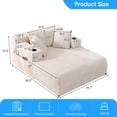 thumbnail image 6 of ZAFLY  55”w Oversized Chaise Lounge Indoor, Corduroy Cloud Chair with 3 Pillows, Big Comfy Chair with Cup Holder -Beige, 6 of 8