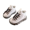 thumbnail image 2 of Eltusu Girls Ankle Boots Lace Up, School Non-Slip PU Waterproof Spring Winter Booties Beige Size 12 Little Kids, 2 of 7