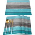 thumbnail image 1 of Placemats Set of 4, Retro Rustic Barn Wood Texture Polyester Stain Resistant Table Mats Washable Placemat Decoration for Kitchen Dining Table Ombre Aqua Blue Gray, 1 of 6