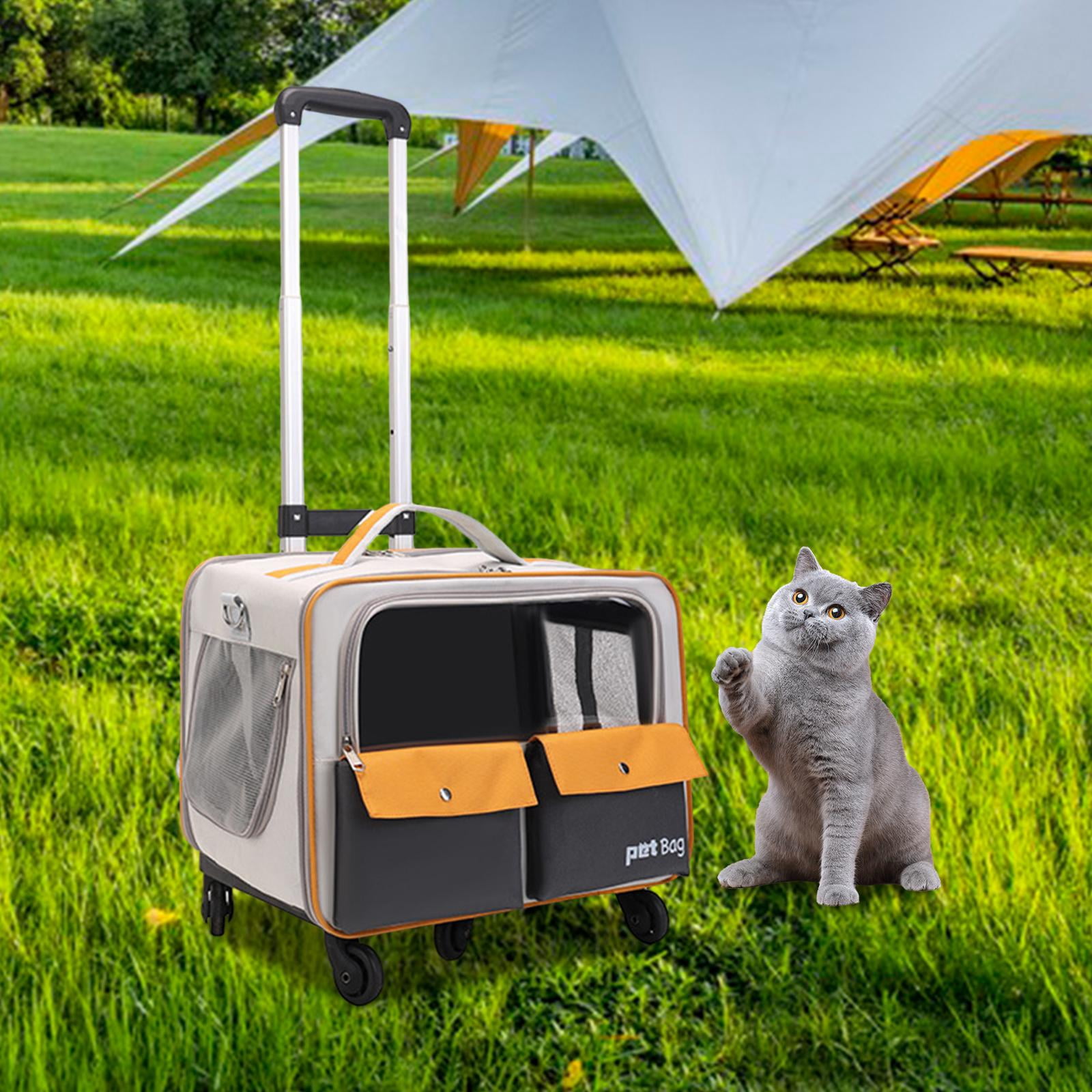 EHJRE Cat Trolley Bag Pet Carrier Portable Smooth Zipper Transparent Window Dog Backpack, Pet Travel Bag for Cats Puppy Kitten Dogs Yellow