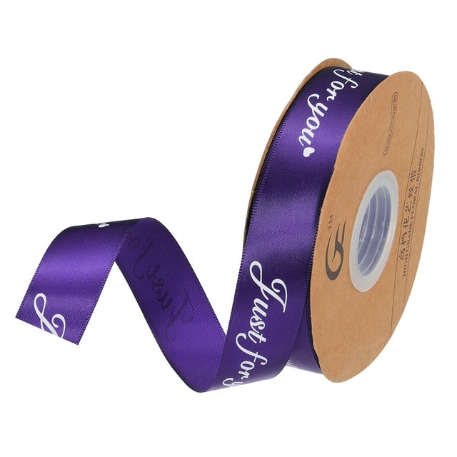Unique Bargains 1 Inch 50 Yard Wide Satin Ribbon Grosgrain Valentine Wedding Ribbon for Gift Wrapping, Just for You, Dark Purple