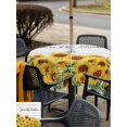 thumbnail image 5 of Outdoor Tablecloth with Umbrella Hole for Patio/Picnic/Party/Camping, Sunflower Waterproof Table Cloth Square Cover Washable, Yellow Summer Botanical Farmhouse Floral Wooden (54"x 54"), 5 of 8
