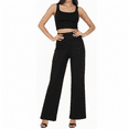 thumbnail image 4 of MLDRA Women’s Wide Leg Pants High Waist Work Slacks Casual Trousers with Pockets Stretchy Palazzo Lounge Pants Fall 2025 Black, 4 of 6