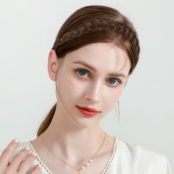 YOSADIER Brown Handmade Hair Band with Fake Braids Adjustable Renaissance Hair Accessory