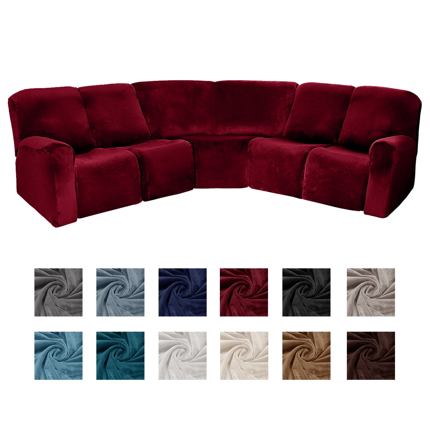 CJC 5 Seat Velvet Recliner Sofa Covers, 7Piece Corner Sofa Covers, LShaped Sectional Couch