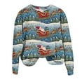 thumbnail image 4 of Kaprioy Christmas Sweatshirts for Women Cute Funny Santa Claus Sleigh Holiday Graphic Shirt Loose Casual Fall Fashion Pullover Tops Blue, XXL, 4 of 6