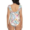 thumbnail image 6 of Yiaed Abstract Marble Texture Print Women's Ruffled One Piece Swimsuit V Neck Swimwear Slimming Monokini for Woman-Small, 6 of 8