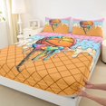 thumbnail image 4 of Castle Fairy Cartoon Basketball Ice Cream Cone Bed Sheets 4-Piece, Waffle Checkered Full Size Sheets, Pink Blue Yellow,1 Fitted Sheet, 1 Flat Sheet and 2 Pillowcases, 4 of 6