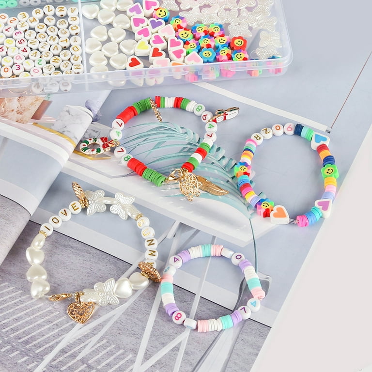 4200pcs Clay Beads Set For DIY Bracelet Making Kit, 24 Colors Flat