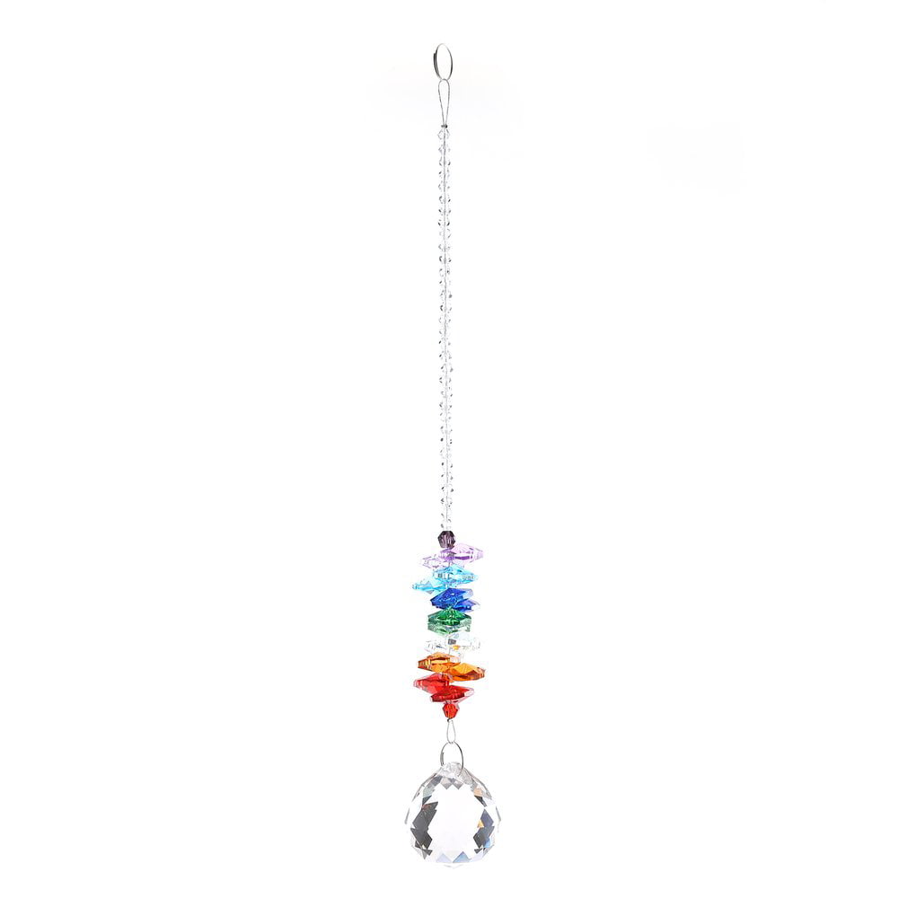 Blue Crystal Ball Suncatcher Prisms Pendant Hanging Drop Pendulum Feng Shui Gift 