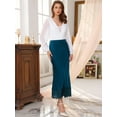thumbnail image 3 of DARING DIVA Women's Satin Formal Lace Trim High Waist Maxi Skirts S Blue, 3 of 6