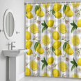 thumbnail image 5 of Yellow Lemon Shower Curtain for Bathroom Decor, Floral Leaf Summer Fruit Farmhouse Grey Plaid Waterproof Fabric Shower Curtain, 36"x72" Set with 12 Hooks, 5 of 9