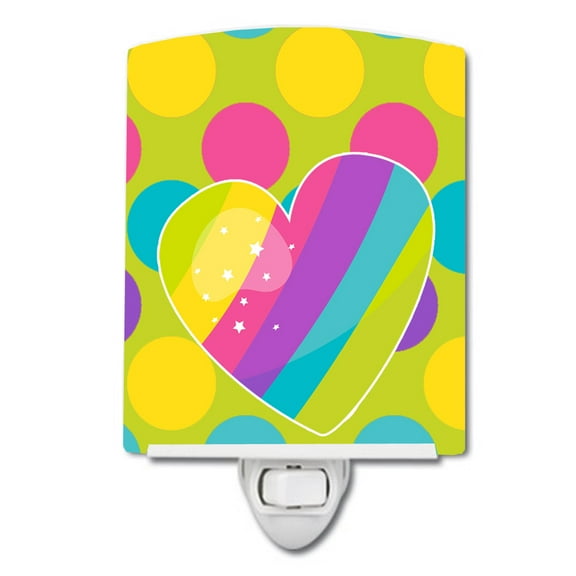 Multicolor Rainbow Heart Ceramic Night Light