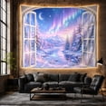 thumbnail image 6 of Aurora Winter Valley Beneath a Crescent Moon, Dreamy Fantasy for Nature Lovers, Northern Lights Decor, Christmas Gift, Tapestry Wall Hanging for Bedroom and Living Room, 6 of 7