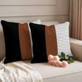 thumbnail image 2 of Vintage Farmhouse Outdoor Pillow Covers 16"x16" Set of 2, Boho Black Brown Texture Stripes Modern Waterproof Throw Pillow Covers for Patio Furniture, Decorative Cushion Covers for Porch, 2 of 9