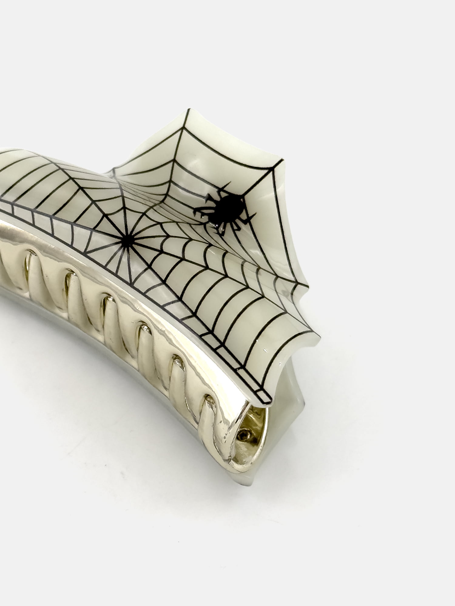 Way To Celebrate Spider Web Acrylic Hair Claw, White/Black